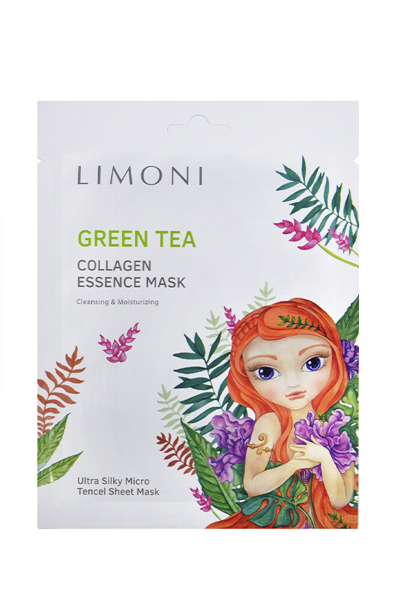 тонизирующая маска для лица: LIMONI Green tea collagen essence mask