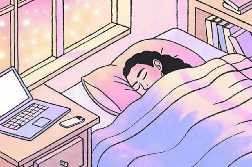 Студентка спит