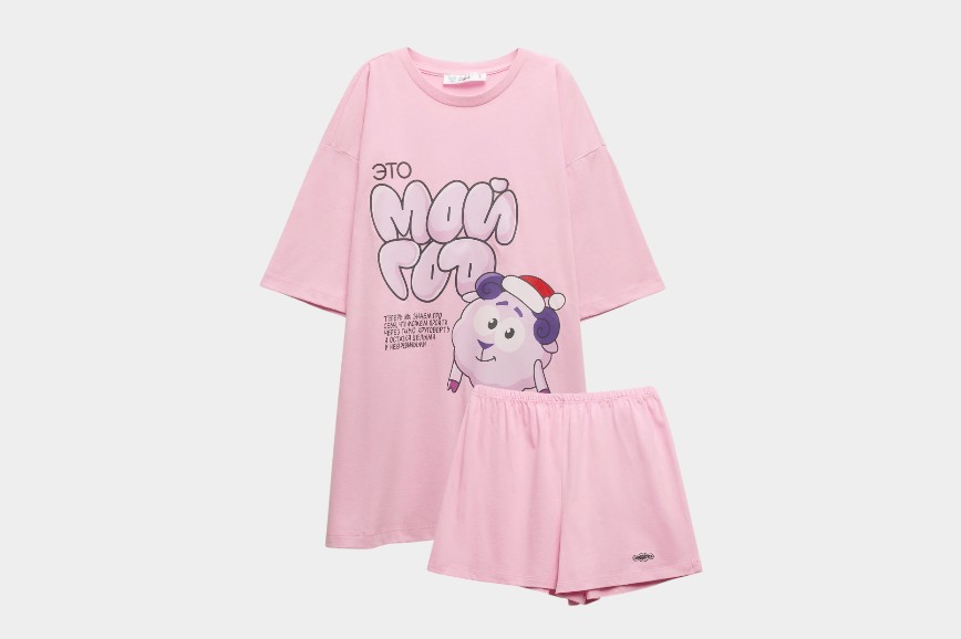 пижама с барашем новогодняя коллекция со смешариками befree