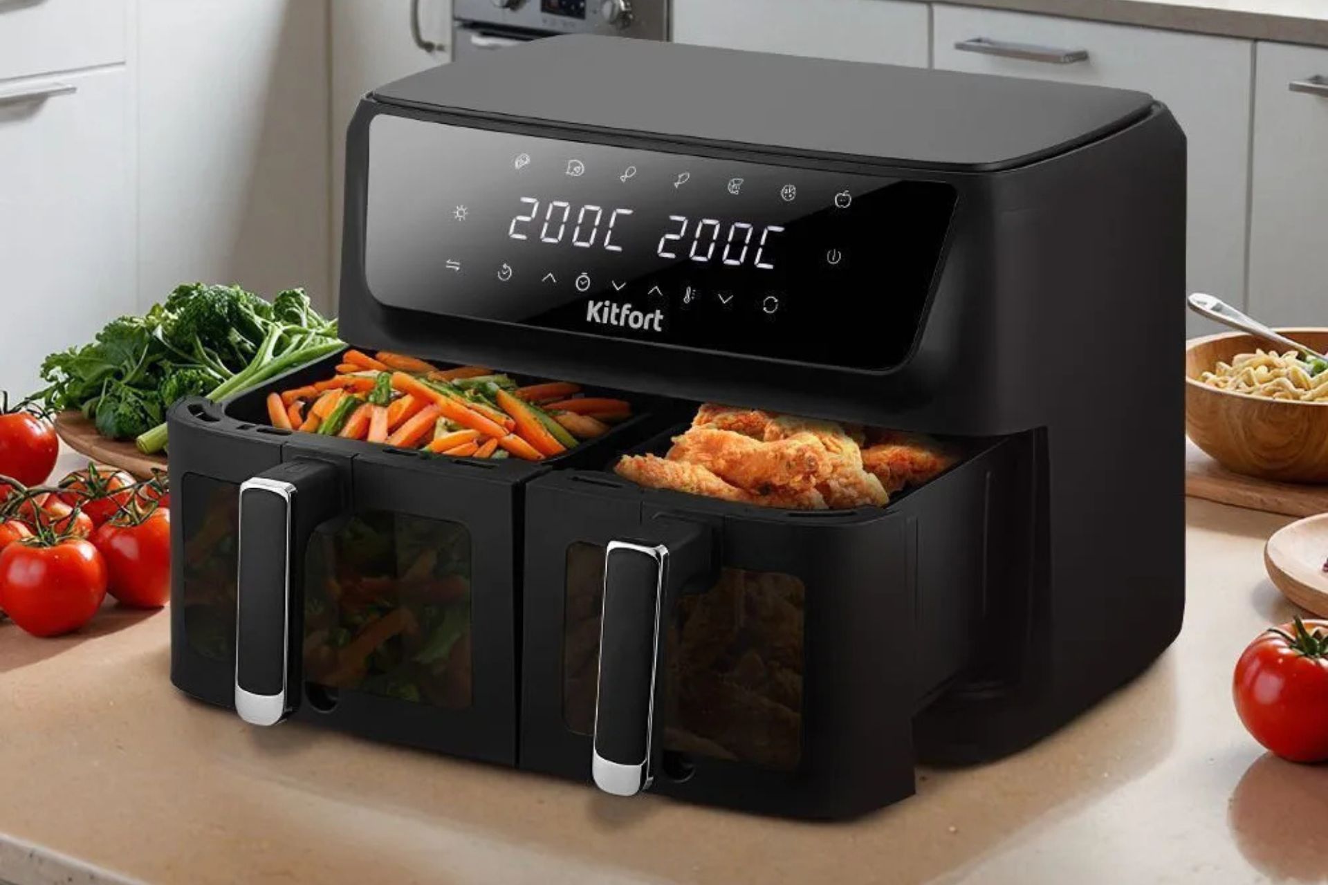 Это нам надо: аэрогриль от Kitfort с двумя секциями со скидкой 49%