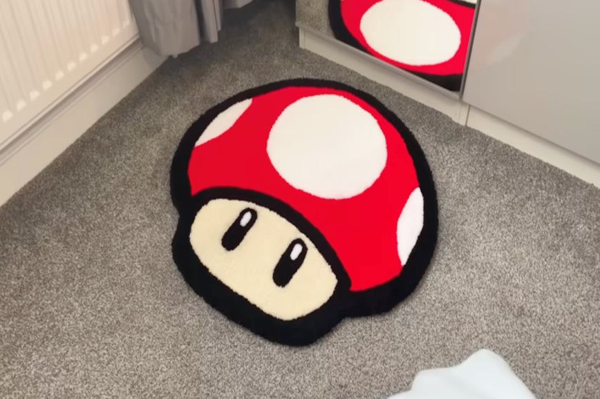 Тафтинг, ковёр в виде гриба Марио